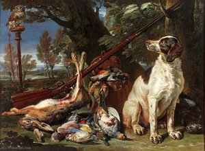 The Hunter's Trophy With A Dog And An Owl. — David De Coninck