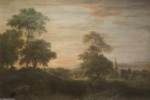 Landscape, Church And Village — Anthony Devis