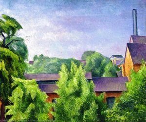 Factory behind Trees