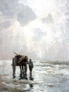 Schelpenvisser Op Het Strand — Evert Pieters