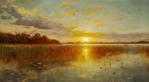 Sunset Over A Danish Fjord — Peder Mørk Mønsted