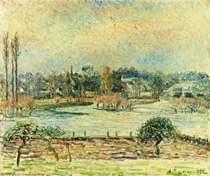 View Of Bazincourt, Flood, Morning Effect — Camille Pissarro, Impressionism