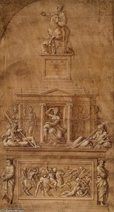 Design For The Funerary Monument Of Francesco Gonzaga — Giovan Francesco Penni, Mannerism
