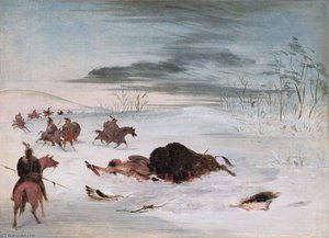 Dying Buffalo Bull In A Snowdrift — George Catlin