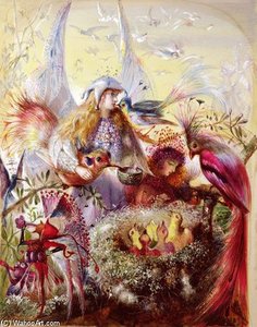 Fairies With Birds — John Anster Fitzgerald