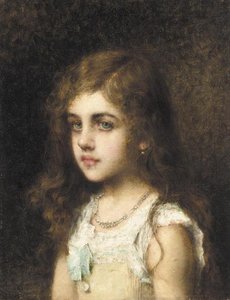 Young Girl With A Turquoise Bow — Alexei Alexeievich Harlamoff