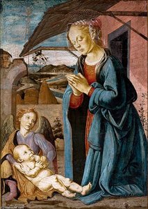 Madonna Adoring The Child With An Angel