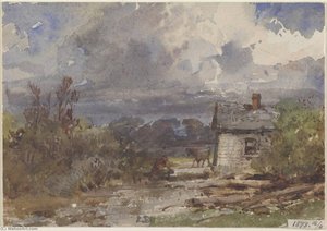 Landscape with Cottage, Figure and Cow