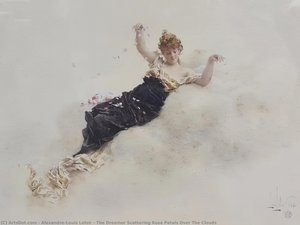 The Dreamer Scattering Rose Petals Over The Clouds — Alexandre-louis Leloir