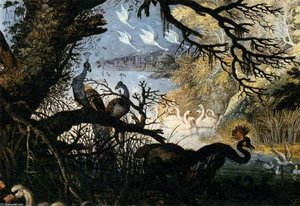 Landscape With Birds (detail) — Roelandt Savery