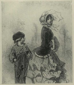 Lady with a street boy