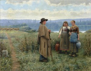 An Idle Moment — Daniel Ridgway Knight, Romantic Landscape Painting