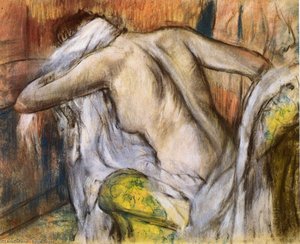 After Bathing, Woman Drying Herself — Edgar Degas, Impressionism