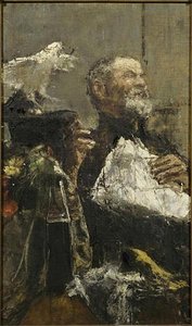 L'homme Au Perroquet Au Revers Homme Levant Son Chapeau — Antonio Mancini