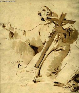 Saint Francis Kneeling, Holding A Crucifix — Giambattista Tiepolo