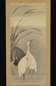 Two Egrets And Lotus — Sakai Hōitsu