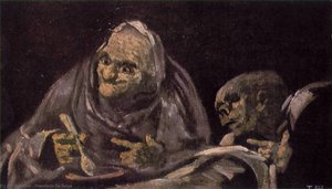 Two Old Women Eating From A Bowl — Francisco José De Goya Y Lucientes