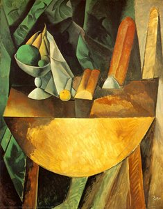 Bread And Dish With Fruits On The Table — Pablo Picasso, Analytical Cubism