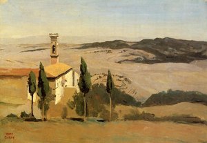 Volterra - Church And Bell Tower — Jean-baptiste-camille Corot