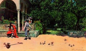 Scene In The Gardens Of The Alcazar Of Seville — Raimundo De Madrazo Y Garreta