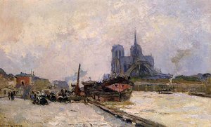 Notre Dame De Paris, View From Pont De La Tournelle — Albert-charles Lebourg