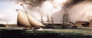 Chapman Dock And Old Brooklyn Navy Yard, East River, New York — James Edward Buttersworth, Realism