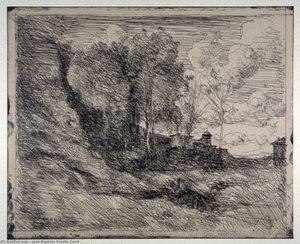 A Souvenir Of Ostia — Jean-baptiste-camille Corot, Barbizon Landscape