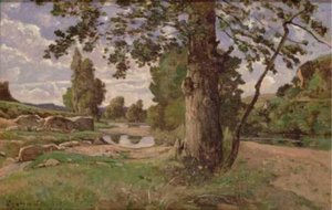 The Large Tree Along The River — Henri-joseph Harpignies