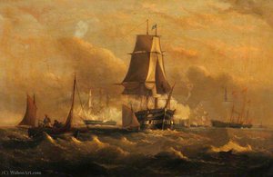 Royal Yacht 'alberta' Approaching A Man Of War, Solent — Arthur Wellington Fowles