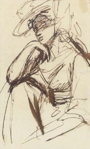 A Lady With A Wide-brimmed Hat — George Romney