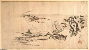 A Snow Clad Landscape With Gray Clouds — Katsushika Hokusai, Ukiyo-e