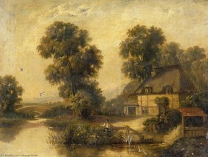 Landscape With A Boy Fishing — George Smith