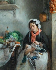 A Cook Plucking A Wild Duck — Adolphe Félix Cals