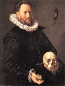 Portrait Of A Man Holding A Skull — Frans Hals I, Dutch Golden Age