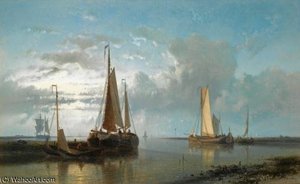 Fishing Vessels In An Estuary — Abraham Hulk Senior