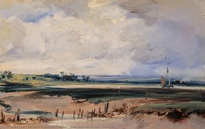 Les Salinieres Near Trouville — Richard Parkes Bonington, Romantic Landscape Painting
