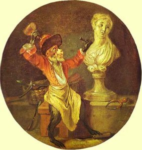 The Monkey Sculptor — Jean-antoine Watteau, Rococo Style