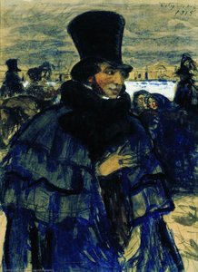 Portrait Of Alexander Pushkin On The Neva Embankment — Boris Mikhailovich Kustodiev