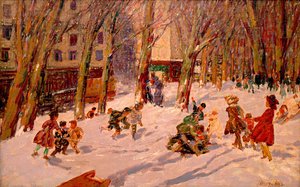 Winter, High Bridge Park — George Benjamin Luks, Impressionism