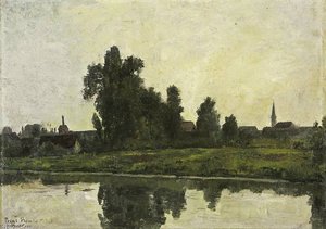 Landschaft Am Fluss Vor Gent