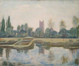 The Stour At Dedham With Barges — Sir Alfred James Munnings