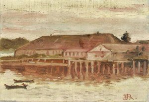 Trading Post and Wharf Buildings, Sitka, Evening
