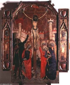 The Crucifixion, Upper Section Of The Central Panel Of The Great Altarpiece Of Almudaina — Ferrer Bassa