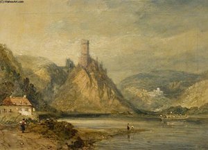 Lake Scene With Castle — James Baker Pyne