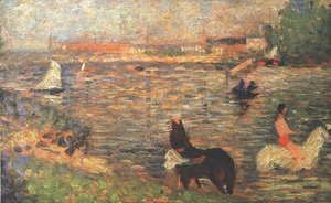 Horses In The Water — Georges Seurat