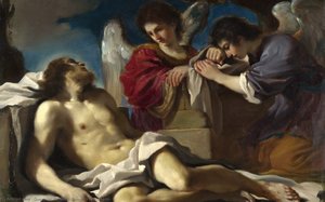 The Dead Christ mourned by Two Angels