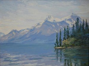 (lake Scene With White Capped Mountains In The Distance), (painting) — Mary Agnes Yerkes