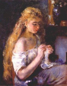 Girl Crocheting — Pierre-auguste Renoir