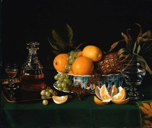 Still Life On A Green Table Cloth — Charles Bird King