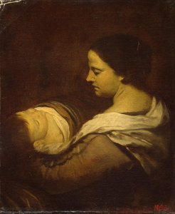 Woman With A Sleeping Child — Juan Bautista Martínez Del Mazo, Spanish Baroque